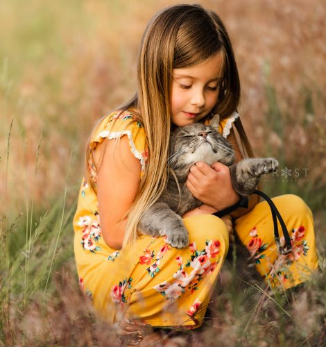 Girl and cat photo